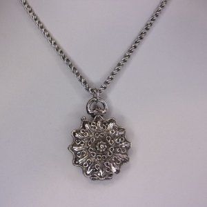 Goldette Silver Flower Locket Pendant Necklace
